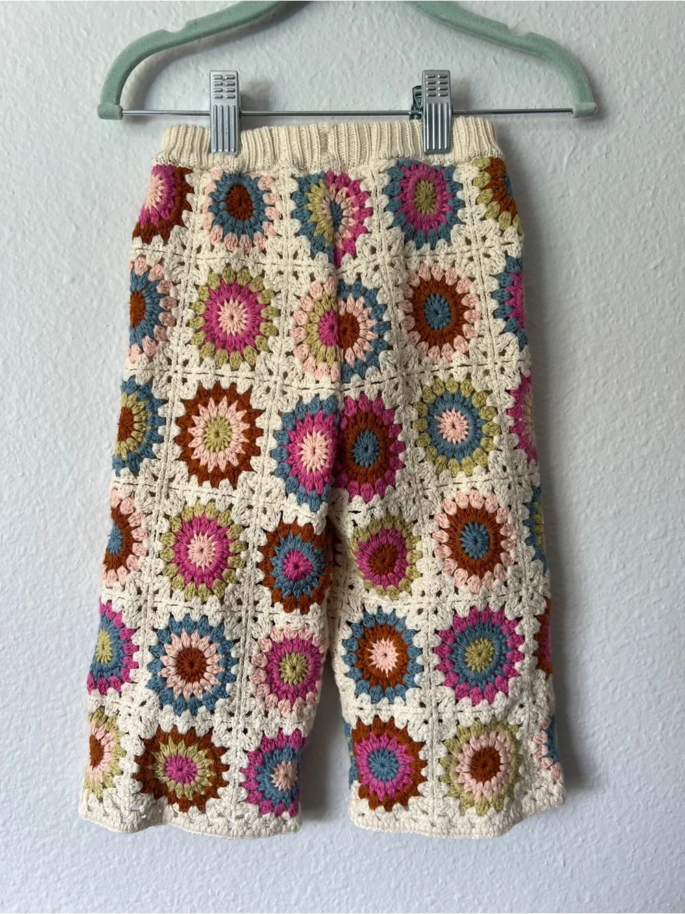 Zara Cream Crochet Two-Piece Set with Pink and Blue 1.5 years